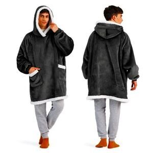 Bedsure Blanket Hoodie, Wearable Blanket for A Hooded Blanket Sweatshirt dk gray